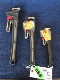 Lot of (3) Husky Heavy Duty Pipe Wrench