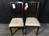 (2) Coaster Wooden Dining Chairs With Padded Seats