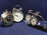 (4) Decorative Metal Table Clocks