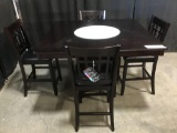 Coaster Cherry Table with Lazy Susan and (4) Chairs