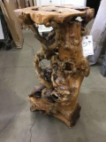 Tall Authentic Burl Wood End Table