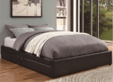 Coaster Furniture Upholstered Queen Platform Bed with Leather-Like Vinyl , Underbed Storage and