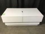 Coaster White Coffee Table With Slide Open Top and Hidden Compartment