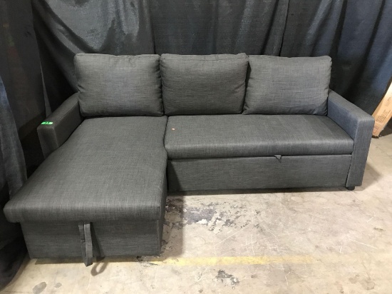 Grey Expandable Chaise Sofa With Storage