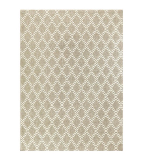 Hampton Bay Basket Weave Biscuit Beige 8 ft. x 10 ft. Trellis Indoor/Outdoor Area Rug
