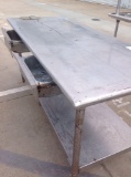 (1) Tabco. 6Ft. Stainless Steel Table. 2 Drawers. Bottom Shelf. 2 Can Openers Holders. C000128752