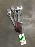Lot of (8) Assorted Adjustable Wrenches