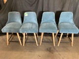 (4) Blue Upholstered Counter Height Dining Chairs