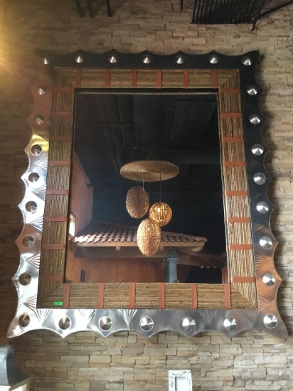Handcrafted 9ft X 7ft Artisan Framed Mirror from Guadalajara Mexico.