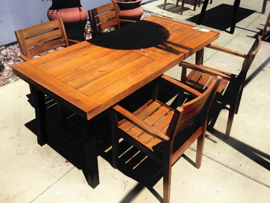 Wooden Outdoor Table w/(4) Wooden Chairs
