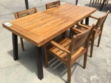 Wooden Outdoor Table w/(4) Wooden Chairs