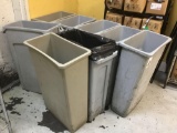 Lot of (8) Counter Height Rubbermaid Trash Cans