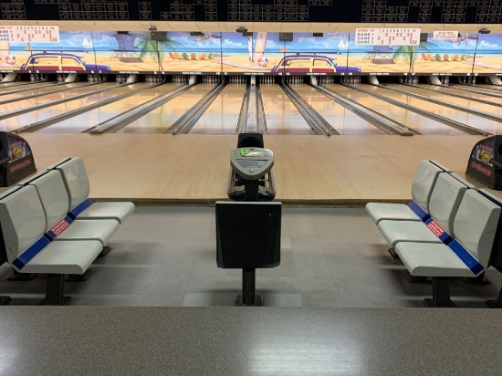 (2) Bowling Lanes with Brunswick A2 Pinsetter Machines, Electric Scoring System and Seating