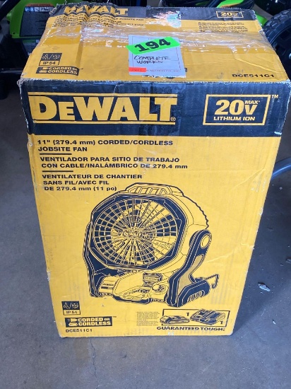 DEWALT 20-Volt MAX Cordless and Corded 11 in. Jobsite Fan Kit*COMPLETE*TURNS ON*