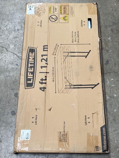 Lifetime 4 ft. White Granite Resin Adjustable Height Commercial Folding Table