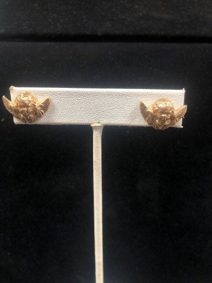 14k Gold Angel Earring Studs