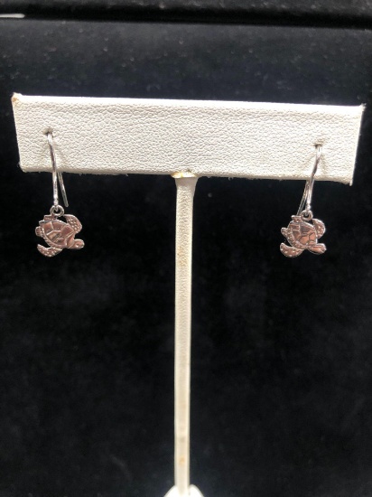 14k White Gold Flat Turtle Earrings