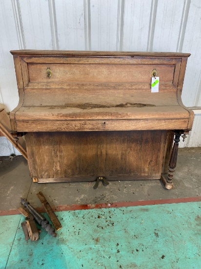 Vintage 5 ft. Wooden Piano*BROKEN FRONT LEG*PIANO KEYS LOCKED*