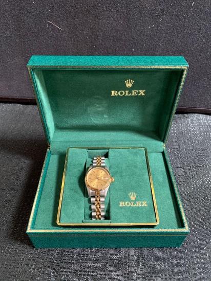 Rolex Steel and 18K Yellow Gold Datejust Womens Wrist Watch