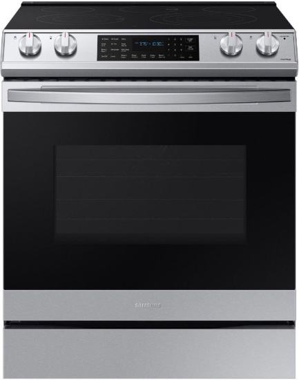 Samsung 6.3 cu. ft. Smart Slide-in Electric Range with Air Fry in Stainless Steel