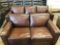 Brown Leather Sofa and Love Seat*SCUFF MARKS*