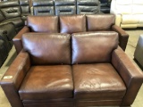 Brown Leather Sofa and Love Seat*SCUFF MARKS*