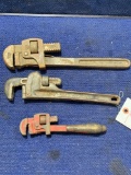 Lot of (3) Assorted Adjustable Pipe Wrenches