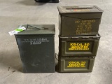 Lot of (4) Assorted Metal Ammo Cans