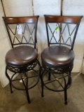 (2) Leather Bar Height Chairs