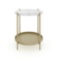 Nathan James Alexis White Faux Marble with Gold Brass Metal Frame Round End Side Table