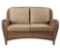 Hampton Bay Beacon Park Brown Wicker Outdoor Patio Loveseat with Toffee Tan Cushions