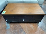 Rolling Wooden Coffee Table With Storage