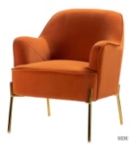 Nora Orange Gold Metal Leg Velvet Accent Chair