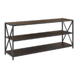 Walker Edison 60 in. X-Frame Metal & Wood Console Table in Dark Walnut