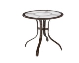 Hampton Bay 30 in. Commercial Aluminum Round Outdoor Patio Acrylic Top Bistro Table in Brown