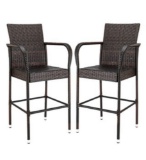 Winado Brown Wicker Outdoor Bar Stool (2-Pack)