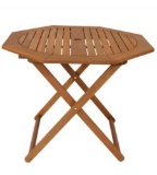 Sunnydaze Decor Meranti Teak Oil Octagon Wood Outdoor Folding Patio Table