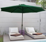 LAUREL CANYON 11 ft. Market Patio Umbrella Table with Push Button Tilt and Crank in Dark Green