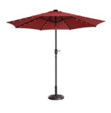 Villacera 9 ft. Steel Market Solar Tilt LED Lighted Patio Umbrella in Red