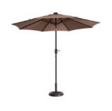 Villacera 9 ft. Steel Market Solar Tilt LED Lighted Patio Umbrella in Brown