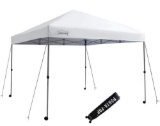 PORTA POP 10 ft. x 10 ft. White Straight Leg Instant Pop Up Canopy Tent with 4 Wheels and Carry Bag