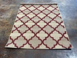 Hampton Bay 5 ft. x 7 ft. Indoor/Outdoor Area Rug Red and Beige Trellis