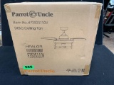 Parrot Uncle Caselli 36 in. Satin Nickel Retractable Ceiling Fan with Light and Remote Control