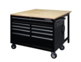 46in. 9-Drawer Mobile Workbench with Full Length Extension Table and Legs*UNASSEMBLED IN BOX*