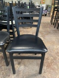 Ladder back chairs black metal frame with black cushion