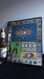 Framed Miller Lite Super Bowl XXXII 1998 San Diego Bar Mirror With All The Teams