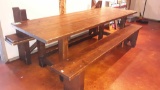 (2) 8ft Wood Tables with Benches