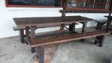 (3) 8ft Wood Tables with Benches