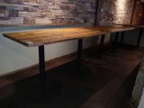 (3) Bar Height Tables with Distressed Wood Tops