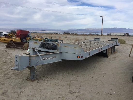 1993 Interstate 20ft Trailer with 5ft Beavertail and Warn 16,500lbs Winch with Remote